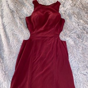 Maroon racerback high neck cocktail dress